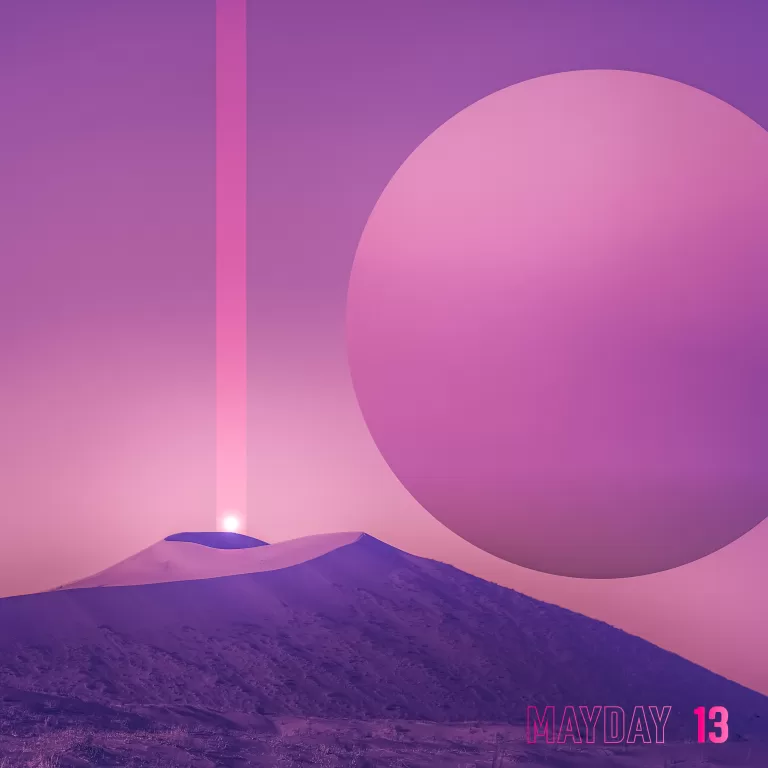 'Cryptograms' by Mayday 13: A Sonic Puzzle Worth Solving 1 Mayday 13 album cover: a mountain with a really close moon and a purple sky